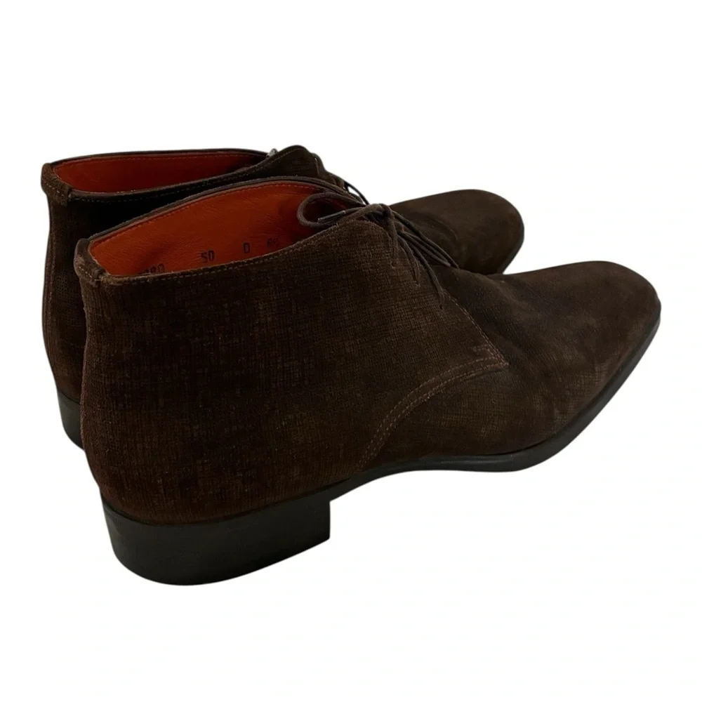 Santoni | Brown lace up chukka boot shoes
